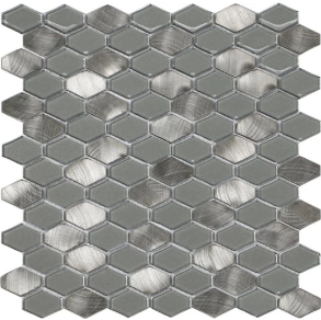 Silver Hexagon - glass tile